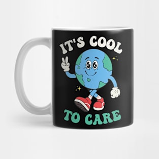 Earth Day It's Cool To Care Groovy Retro 2024 Earth Day Mug